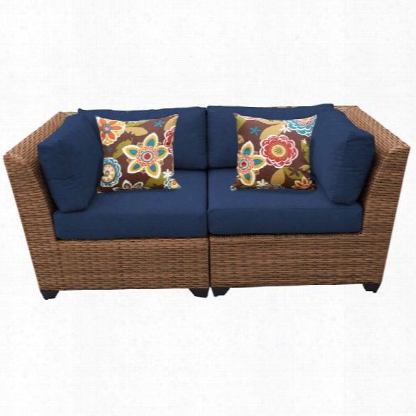 Tkc Laguna Patio Wicker Loveseat In Navy