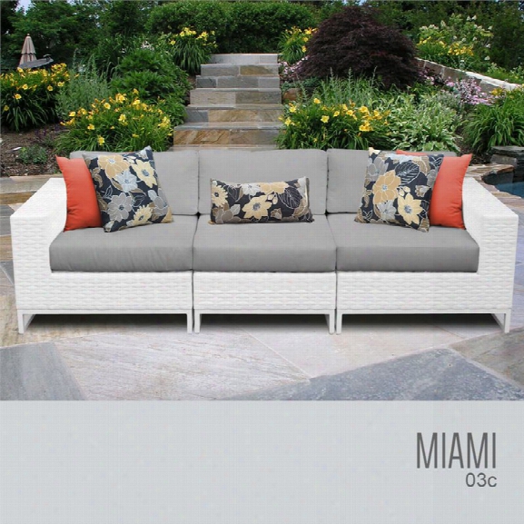 Tkc Miami 3 Piece Patio Wicker Sofa In Gray