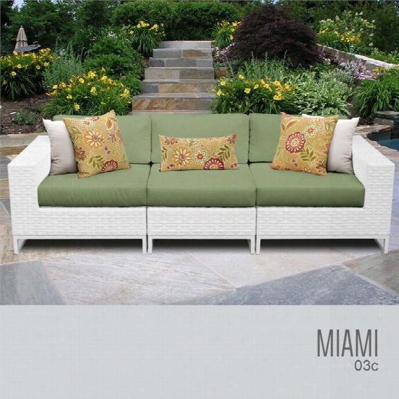 Tkc Miami 3 Piece Patio Wicker Sofa In Green