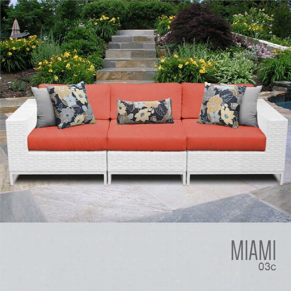 Tkc Miami 3 Piece Patio Wicker Sofa In Orange