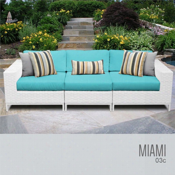 Tkc Miami 3 Piece Patio Wicker Sofa In Turquoise