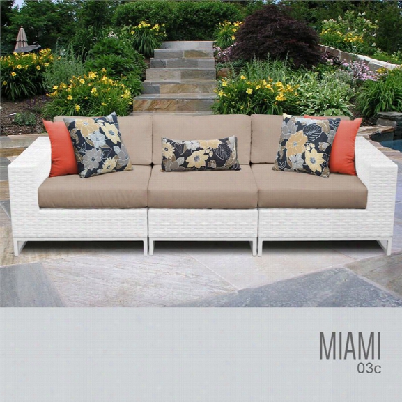 Tkc Miami 3 Piece Patio Wicker Sofa In Wheat