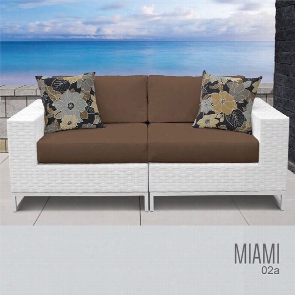 Tkc Miami Patio Wicker Loveseat In Dark Brown