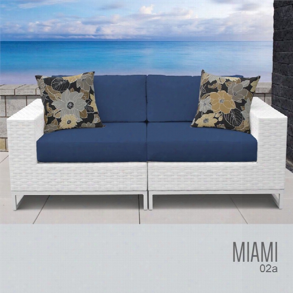 Tkc Miami Patio Wicker Loveseat In Navy