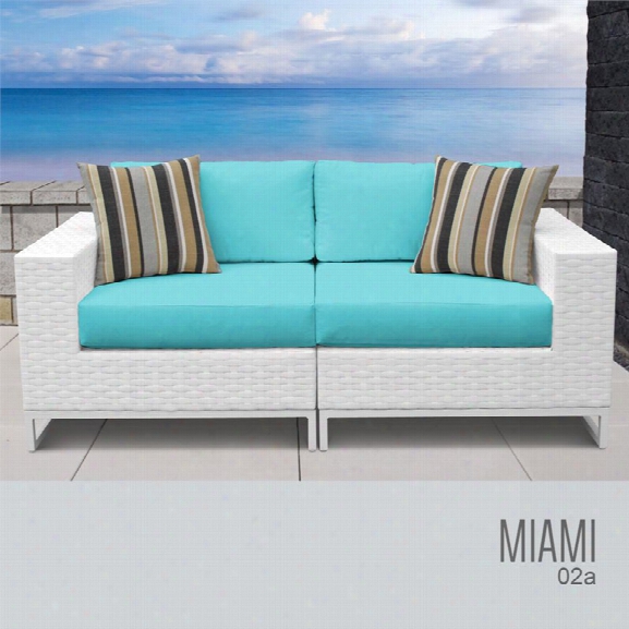 Tkc Miami Patio Wicker Loveseat In Turquoise