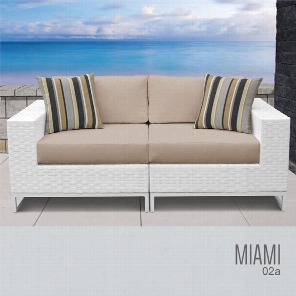 Tkc Miami Patio Wicker Loveseat In Wheat