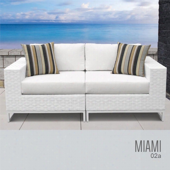 Tkc Miami Patio Wicker Loveseat In White