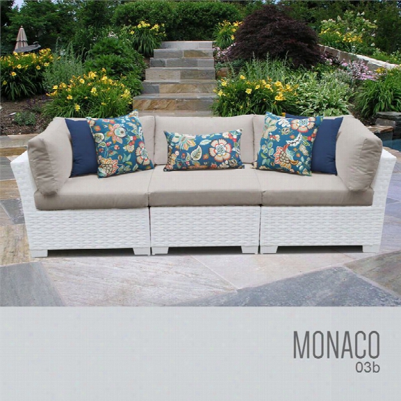 Tkc Monaco 3 Piece Patio Wicker Sofa In Beige