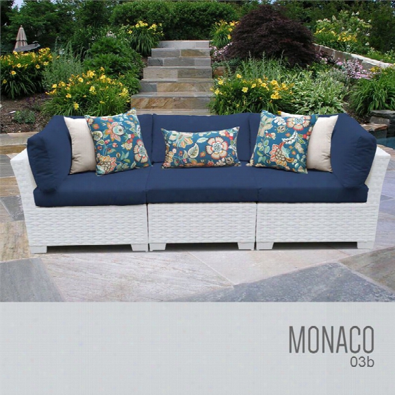 Tkc Monaco 3 Piece Patio Wicker Sofa In Blue