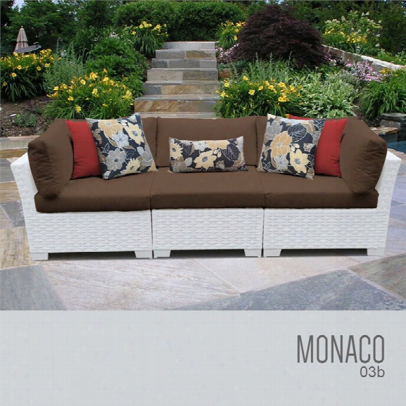 Tkc Monaco 3 Piece Patio Wicker Sofa In Brown