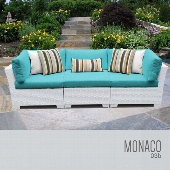 Tkc Monaco 3 Piece Patio Wicker Sofa In Turquoise