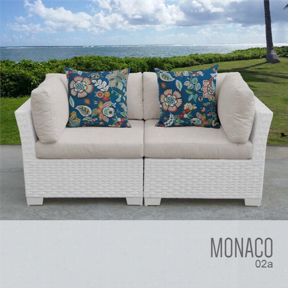 Tkc Monaco Patio Wicker Loveseat In Beige