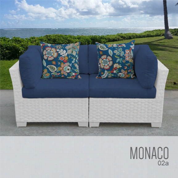 Tkc Monaco Patio Wicker Loveseat In Blue