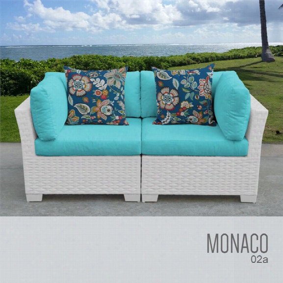 Tkc Monaco Patio Wicker Loveseat In Turquoise