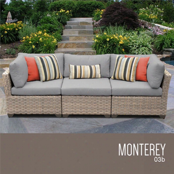 Tkc Monterey 3 Piece Patio Wicker Sofa In Gray