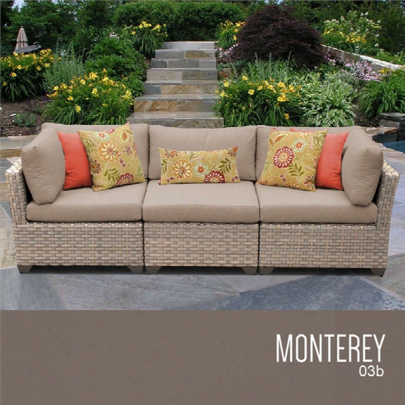 Tkc Monterey 3 Piece Patio Wicker Sofa In Wheat