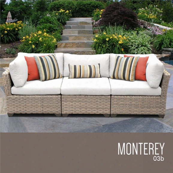 Tkc Monterey 3 Piece Patio Wicker Sofa In White