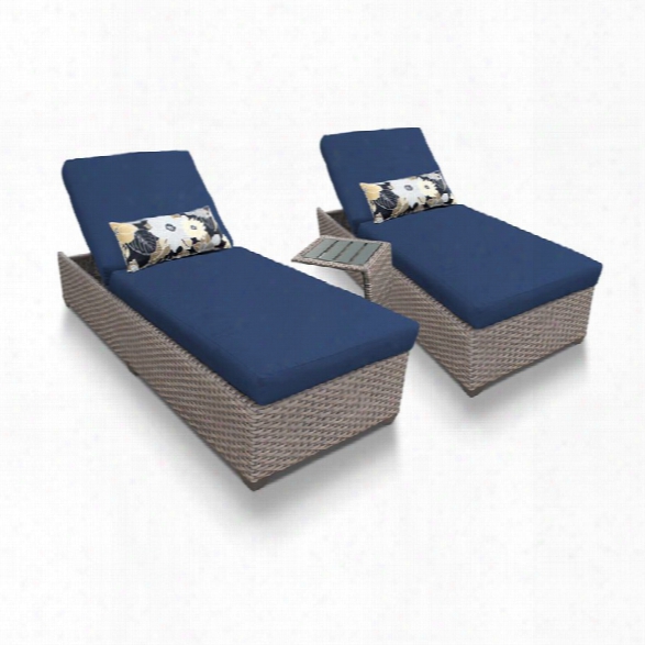 Tkc Oasis 3 Piece Patio Chaise Lounge Set In Navy