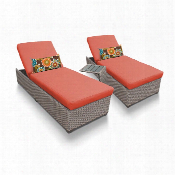 Tkc Oasis 3 Piece Patio Chaise Lounge Set In Orange