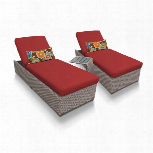 Tkc Oasis 3 Piece Patio Chaise Lounge Set In Red