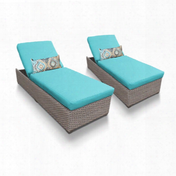 Tkc Oasis Patio Chaise Lounge In Turquoise (set Of 2)