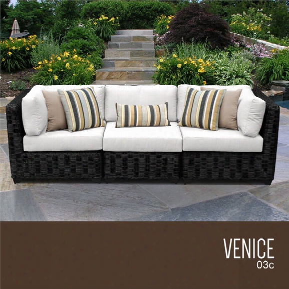 Tkc Venice 3 Piece Patio Wicker Sofa In White