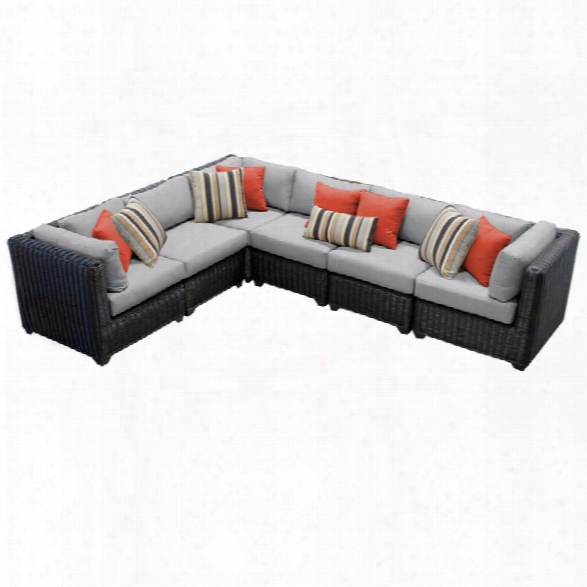 Tkc Venice 6 Piece Patio Wicker Sectional In Gray