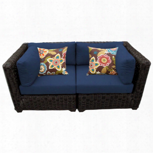 Tkc Venice Patio Wicker Loveseat In Navy