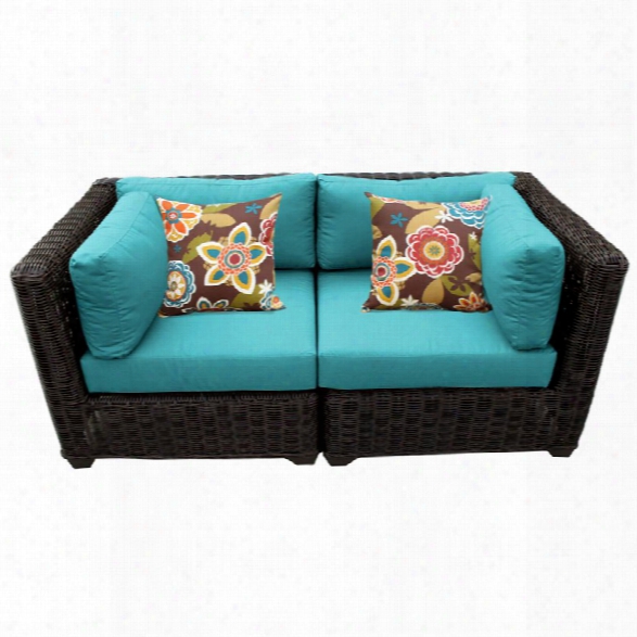 Tkc Venice Patio Wicker Loveseat In Turquoise