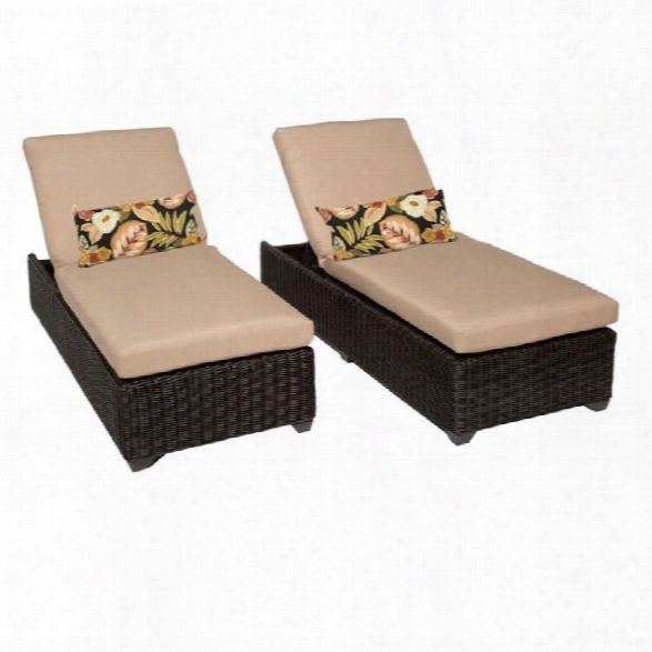 Tkc Venice Wicker Patio Lounges In Wheat (set Of 2)