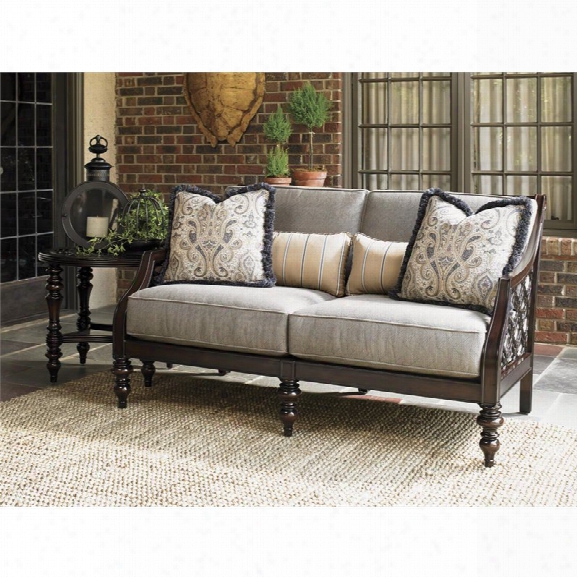 Tommy Bahama Black Sands Patio Loveseat In Taupe Geometric