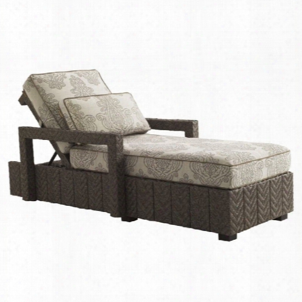 Tommy Bahama Home Blue Olive Wicker Chaise Lounge In Gray