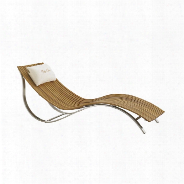 Tommy Bahama Tres Chic Patio Chaise Witth Head Pillow In Natural Teak