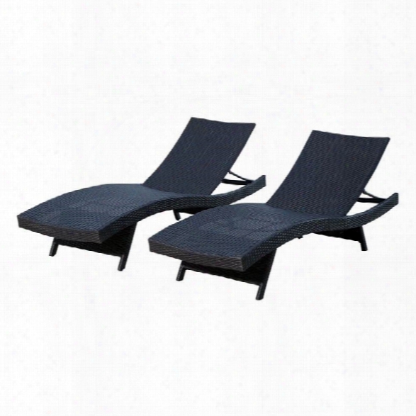 Abbyson Living Redondo Outdoor Wicker Chaise In Black (set Of 2)
