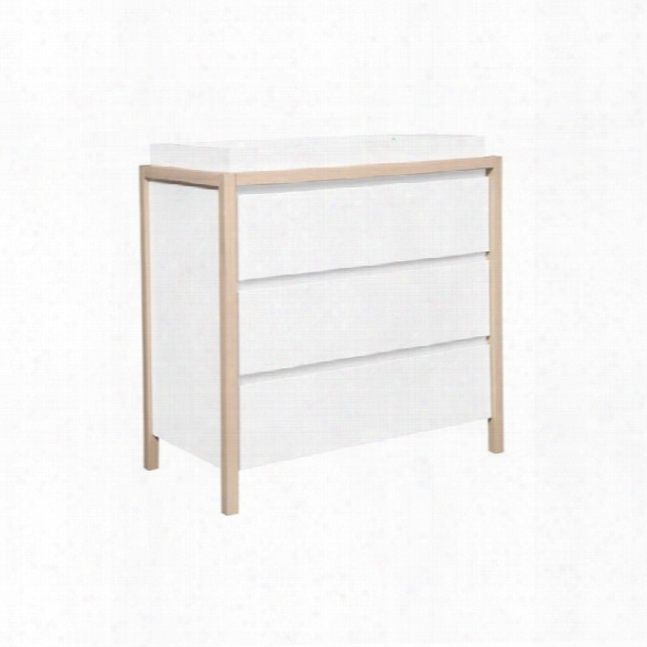 Babyletto Bingo 3 Drawer Changer Dresser In White And Washed Natural