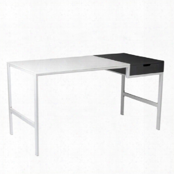 Eurostyle Diva Desk 58x28 With Drawer In White And Gray