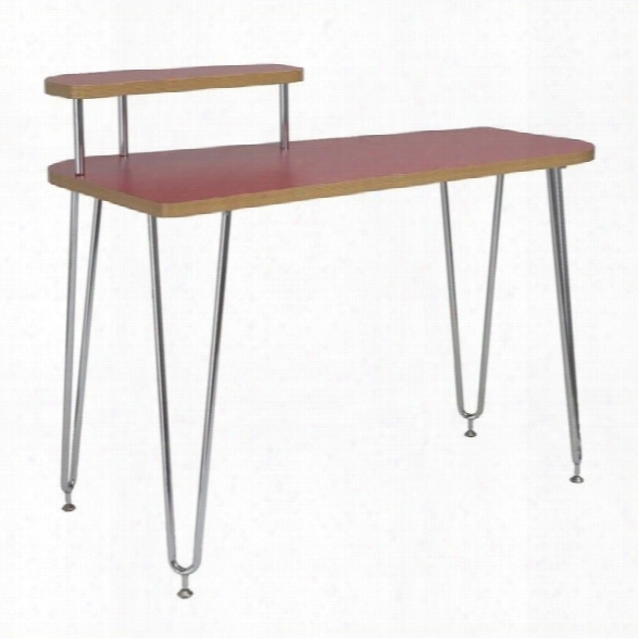 Eurostyle Hanh Left Shelf Desk In Red And Chrome