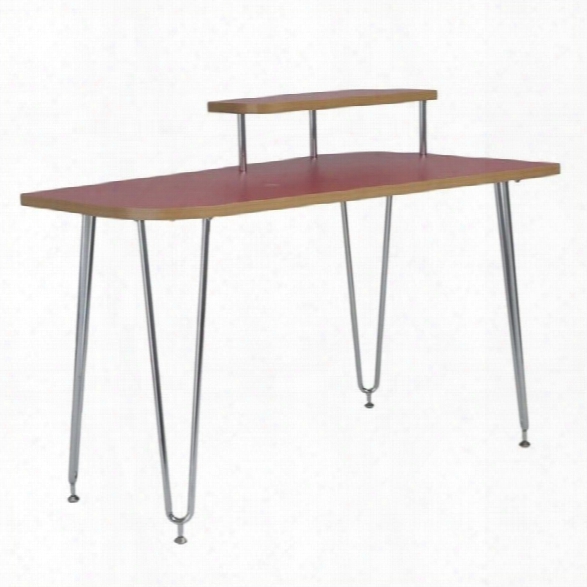 Eurostyle Hanh Right Shelf Desk In Red And Chrome