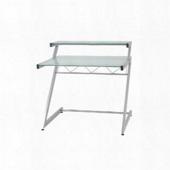 Eurostyle Z Deluxe 38 X 37.5 Writing Desk With Shelf In Aluminum