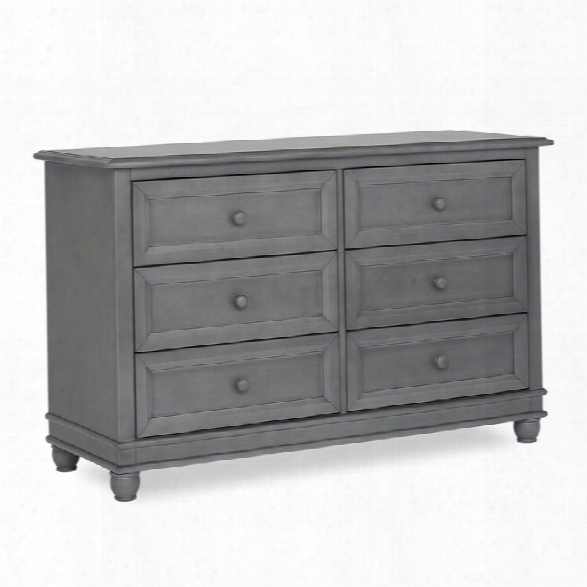 Evolur Hampton 6 Drawer Double Dresser In Storm Grey