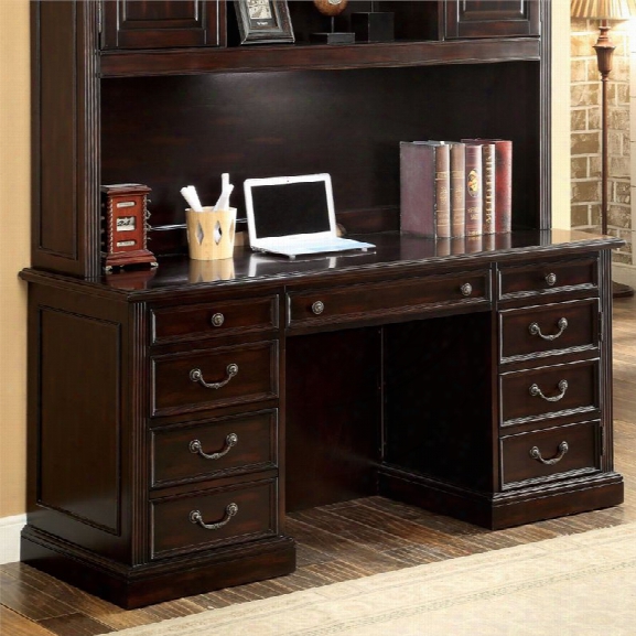 Furniture Of America Braxton Pedestal Desk In Cherry