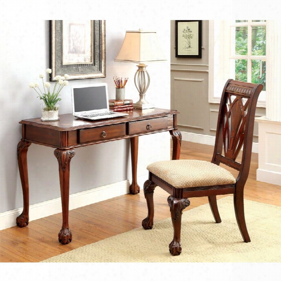 Furniture Of America Jorge Writing Desk And Chair Set In Cherry