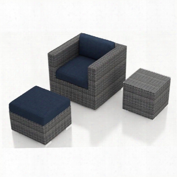 Harmonia Living District 3 Piece Patio Lounge Set In Spectrum Indigo