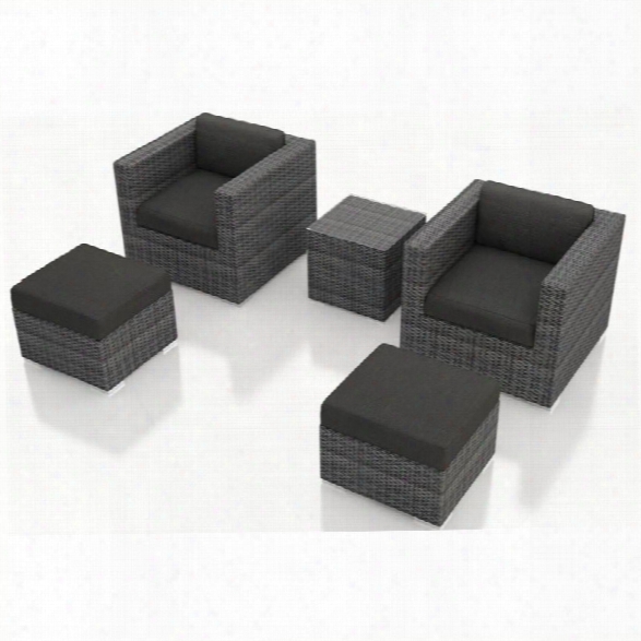 Harmonia Living District 5 Piece Patio Lounge Set In Canvas Charcoal