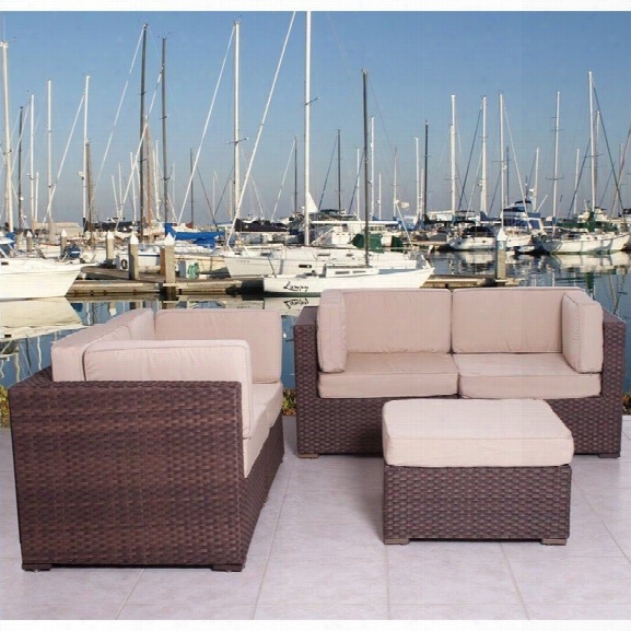 International Home Miami Atlantic 5 Piece Seating Set In Beige