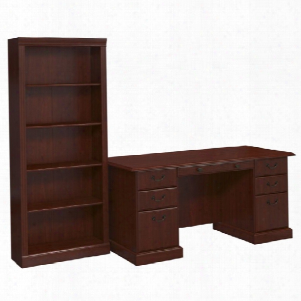 Kathy Ireland By Bush Bennington 2 Piece Office Set In Harvest Cherry