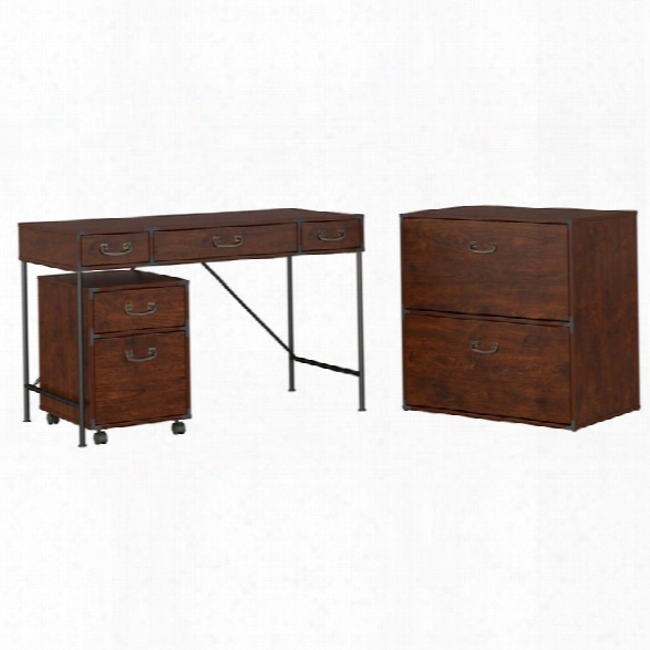 Kathy Ireland By Bush Ironworks Desk With Pedestal And File Cabinet