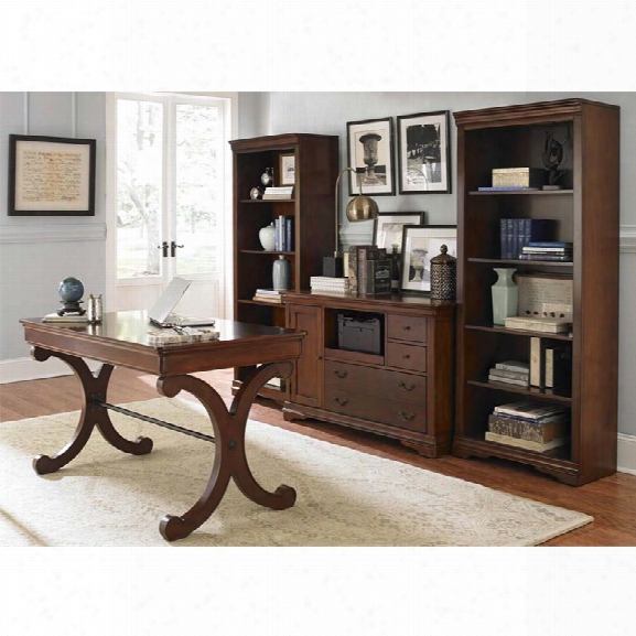 Liberty Furniture Brookview 4 Piece Home Office Set In Rustic Cherry