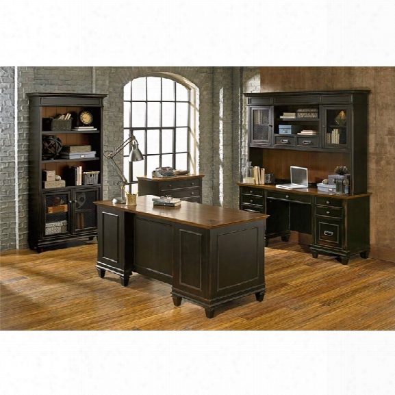 Martin Furniture Hartford 5 Piece Credenza Office Set In Two Tone