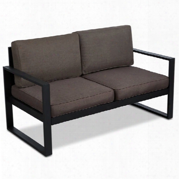 Real Flame Baltic Aluminum Patio Loveseat In Black